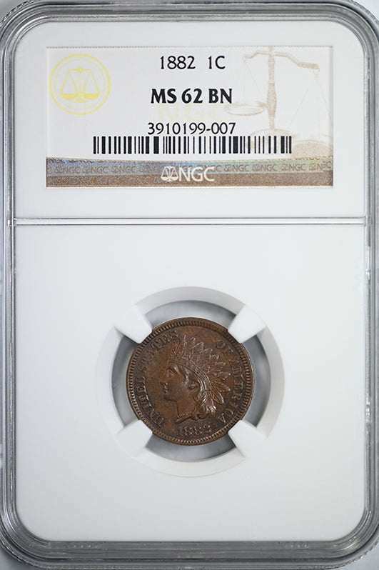 1882 Indian Head Cent 1C NGC MS62BN Obverse Slab
