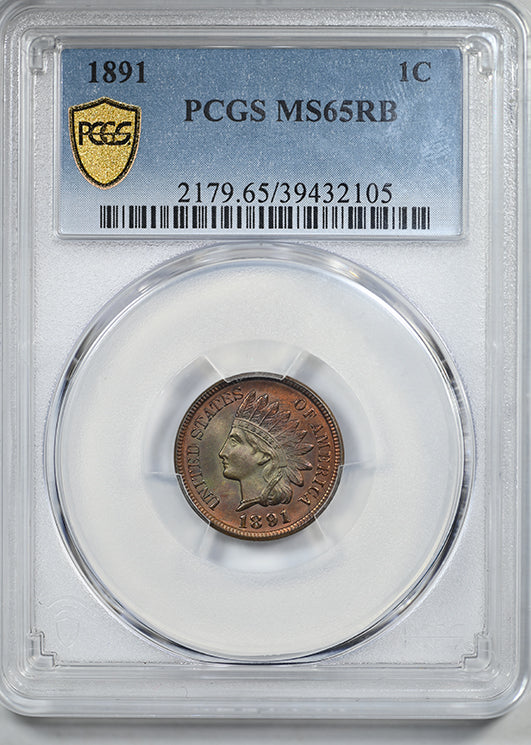1891 Indian Head Cent 1C PCGS MS65RB - TONED!