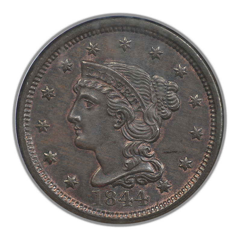 1844 Liberty Head Braided Hair Large Cent NGC MS64BN N-1 Obverse