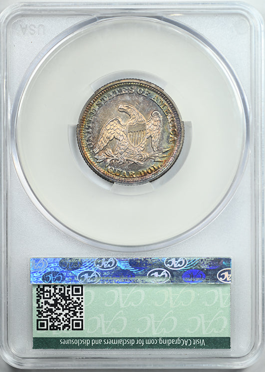 1854 Liberty Seated Quarter 25C CAC MS63+ Arrows - TONED!