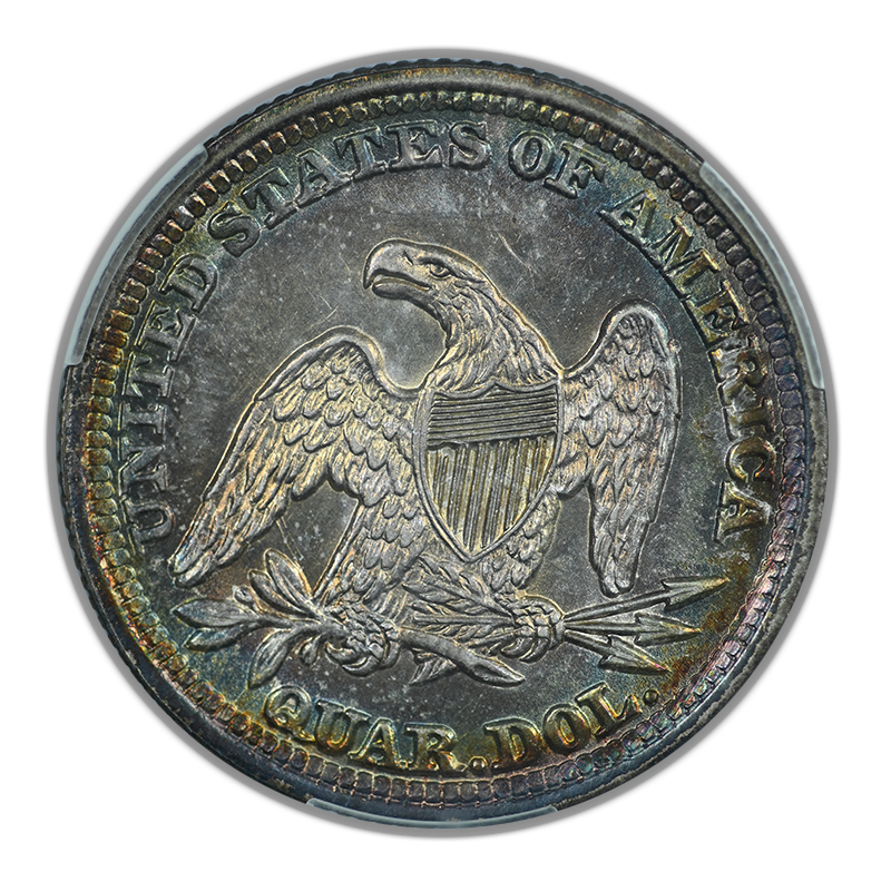 1854 Liberty Seated Quarter 25C CAC MS63+ Arrows - TONED!