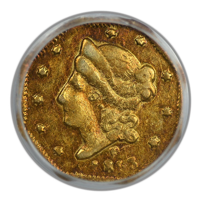 1853 Octagonal California Fractional Gold Liberty Head 1/2 Dollar G50C PCGS AU53 BG-304 - TONED!