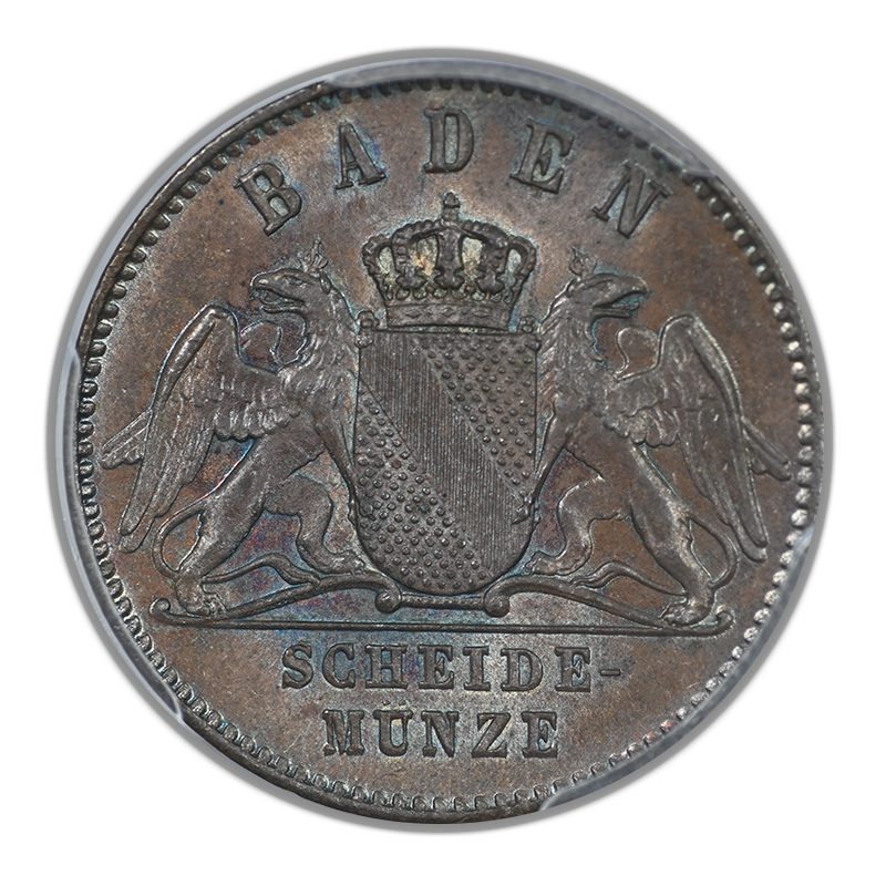 1870 German States Baden Kreuzer PCGS MS65BN - TONED!