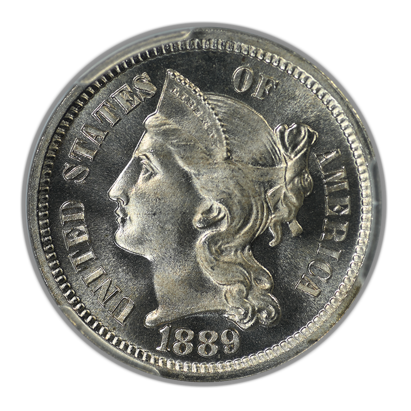 1889 Proof Three Cent Nickel Piece 3CN PCGS PR67+ CAC
