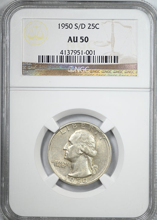 1950-S/D Washington Quarter 25C NGC AU50