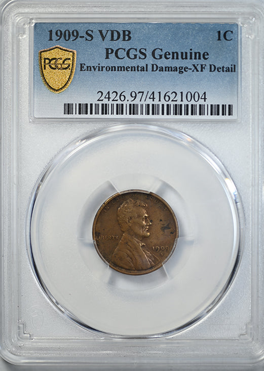 1909-S VDB Lincoln Wheat Cent 1C PCGS XF Detail Obverse Slab