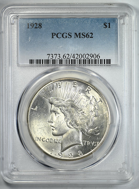 1928 Peace Dollar $1 PCGS MS62 Obverse Slab