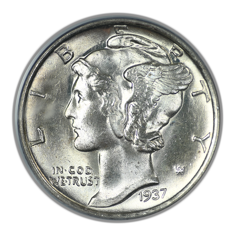 1937-S Mercury Dime 10C PCGS MS66 OGH