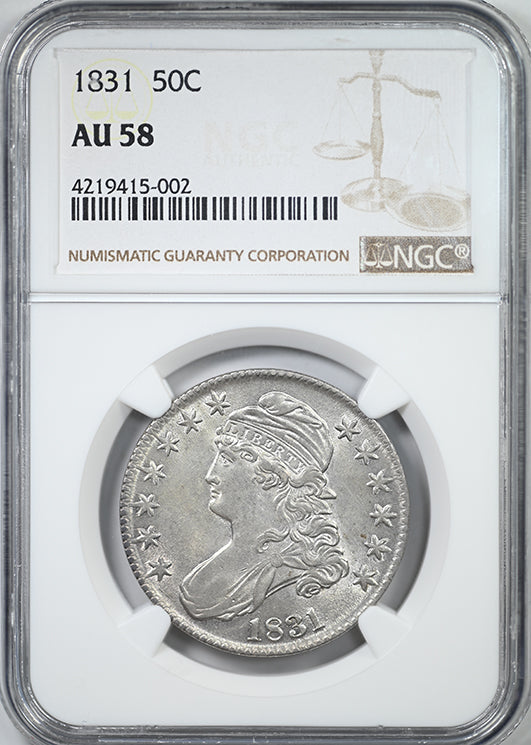 1831 Capped Bust Half Dollar 50C NGC AU58