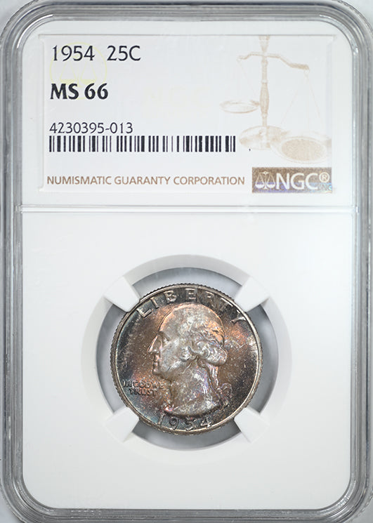 1954 Washington Quarter 25C NGC MS66 - TONED!