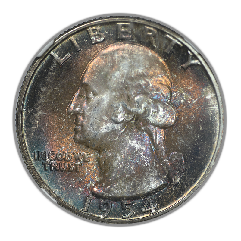 1954 Washington Quarter 25C NGC MS66 - TONED!