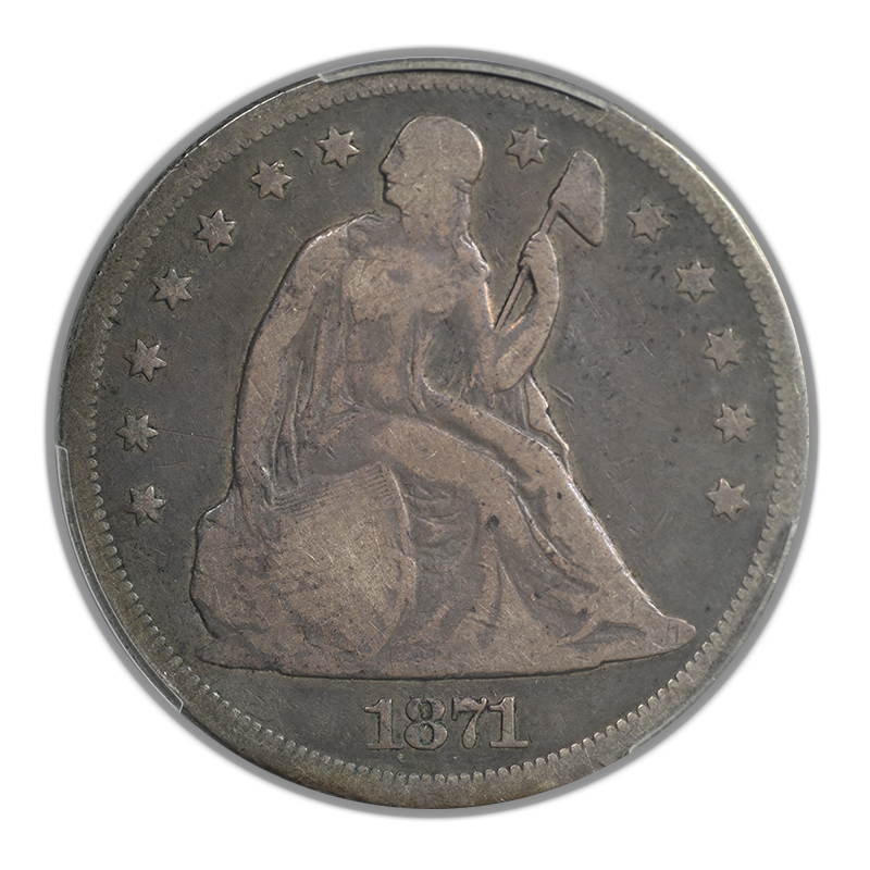 1871 Liberty Seated Dollar $1 PCGS VG08