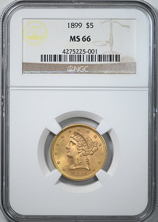 1899 Liberty Head Gold Half Eagle $5 NGC MS66