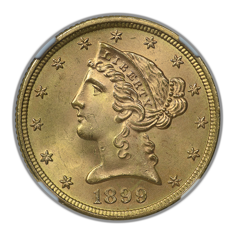 1899 Liberty Head Gold Half Eagle $5 NGC MS66