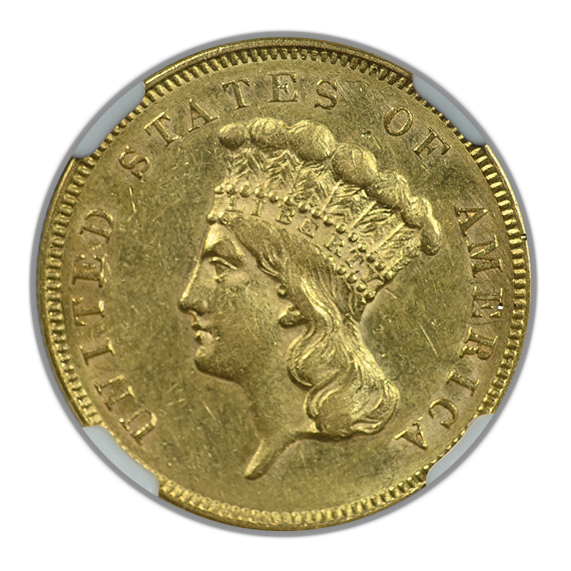 1855 Indian Princess Gold Three Dollar Piece $3 NGC AU55