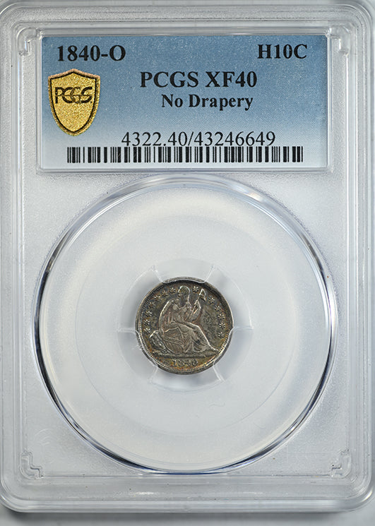 1840-O Liberty Seated Half Dime H10C PCGS XF40 - No Drapery Obverse Slab