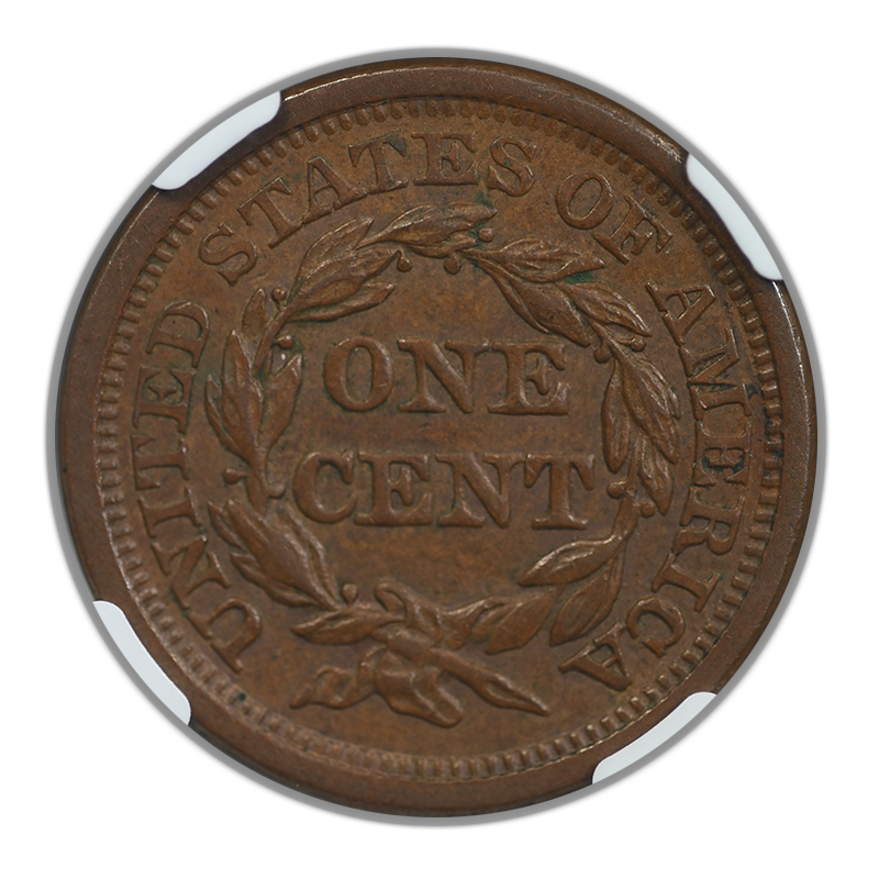 1857 Large Date Liberty Head Braided Hair Large Cent 1C NGC MS61BN N-1 Reverse