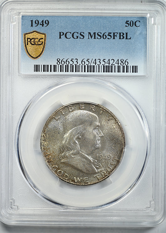 1949 Franklin Half Dollar 50C PCGS MS65FBL Obverse Slab