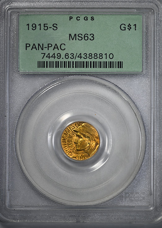 1915-S Panama-Pacific Classic Commemorative Gold Dollar G$1 PCGS MS63 –  Americana Rare Coin