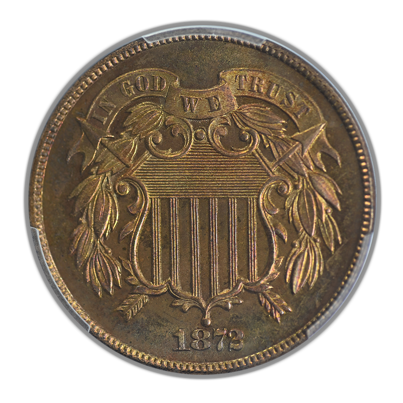 1872 Proof Two Cent Piece PCGS PR65RD CAC Obverse