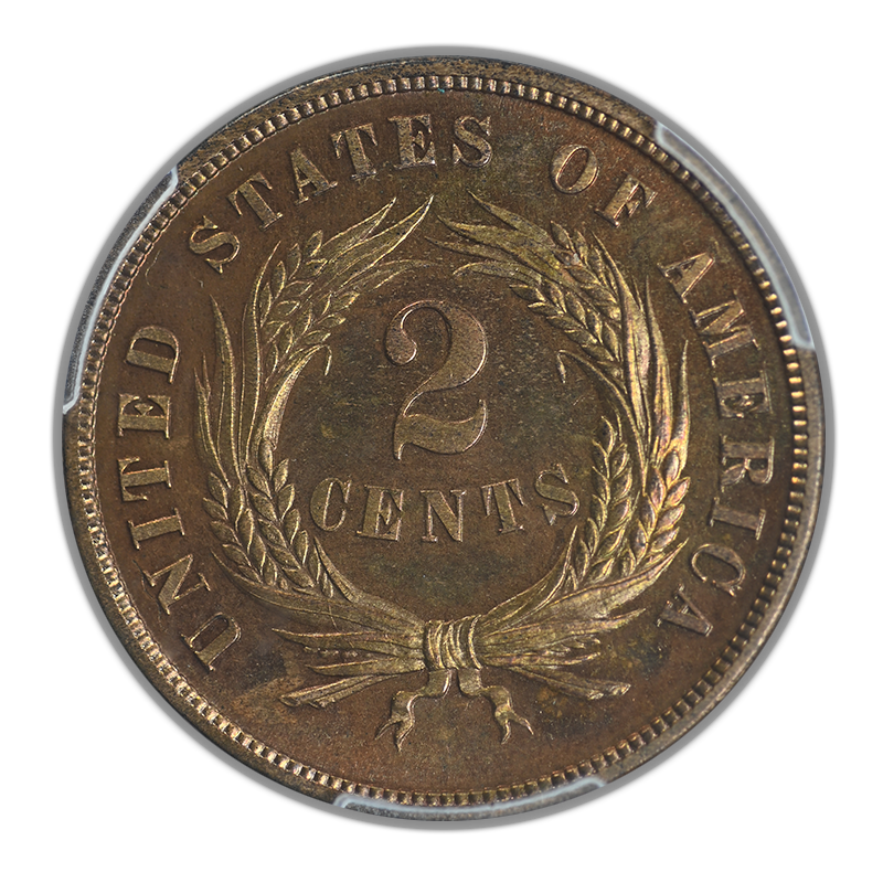 1872 Proof Two Cent Piece PCGS PR65RD CAC Reverse