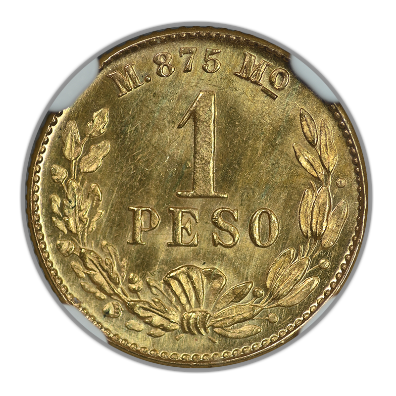 1898/7 MO M Mexico Gold G1P Peso NGC MS63