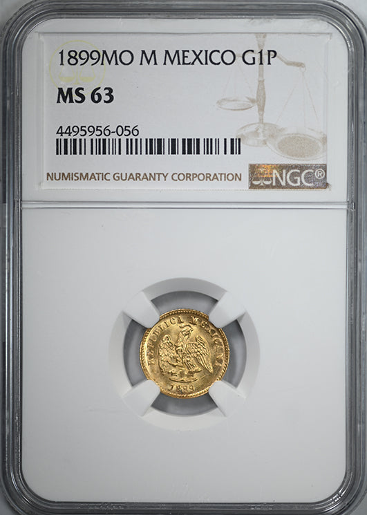 1899 MO M Mexico Gold G1P Peso NGC MS63