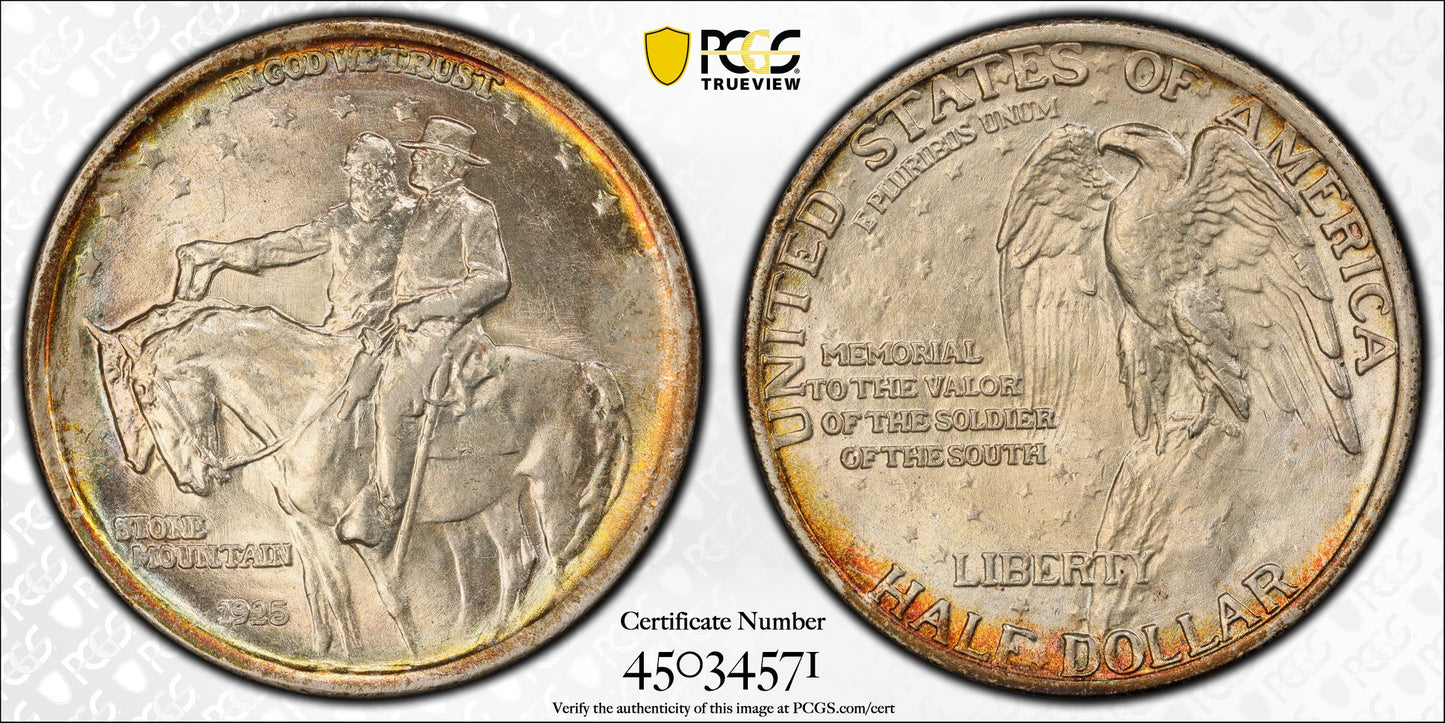 1925 Stone Mountain Classic Commemorative Half Dollar 50C PCGS MS64 - TONED!