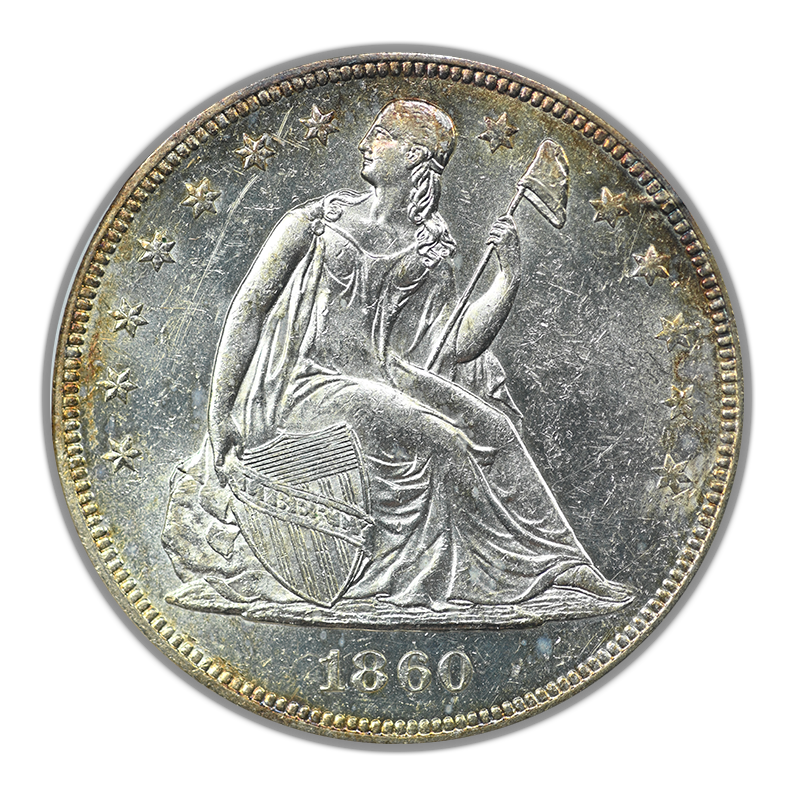 1860-O Liberty Seated Dollar $1 ANACS Soapbox MS61PL - Prooflike