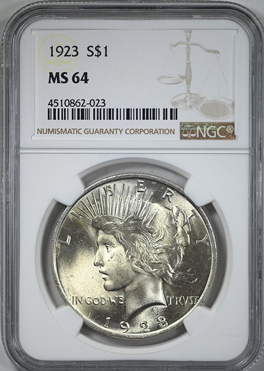 1923 Peace Dollar $1 NGC MS64