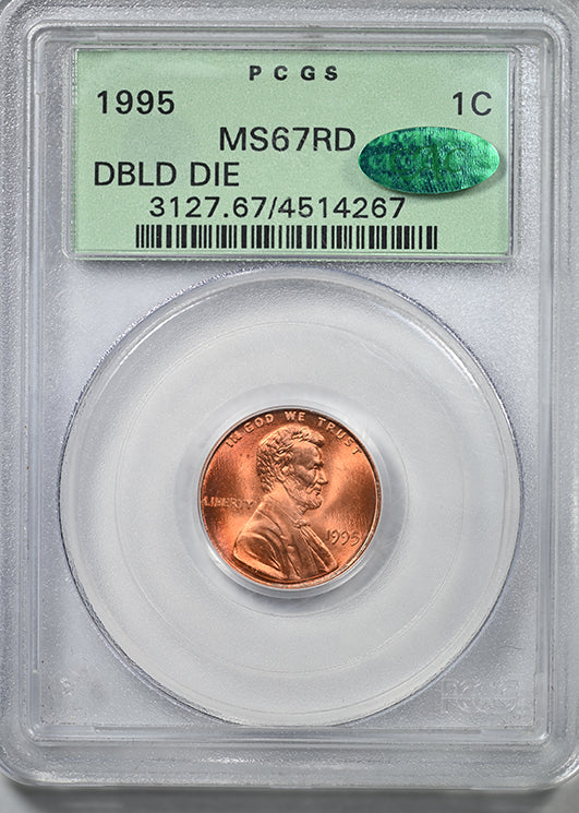 1995 Doubled Die Obverse Lincoln Memorial Cent 1C PCGS MS67RD CAC OGH DDO