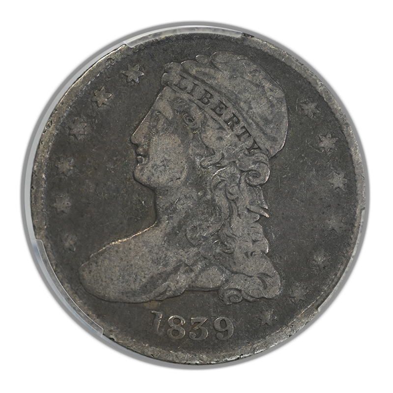 1839 Capped Bust Half Dollar 50C PCGS VG10 Obverse