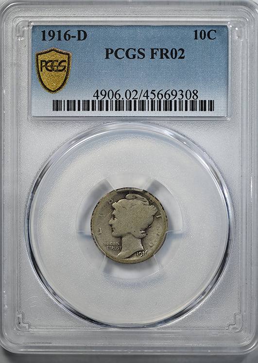 1916-D Mercury Dime 10C PCGS FR02 Obverse