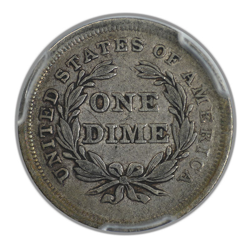 1838 Liberty Seated Dime 10C PCGS VF35 CAC - No Drapery, Large Stars Reverse