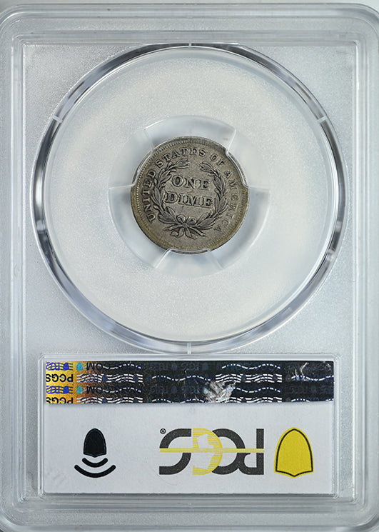 1838 Liberty Seated Dime 10C PCGS VF35 CAC - No Drapery, Large Stars Reverse Slab