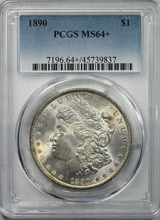 1890 Morgan Dollar $1 PCGS MS64+ - Reverse Toning! Obverse Slab