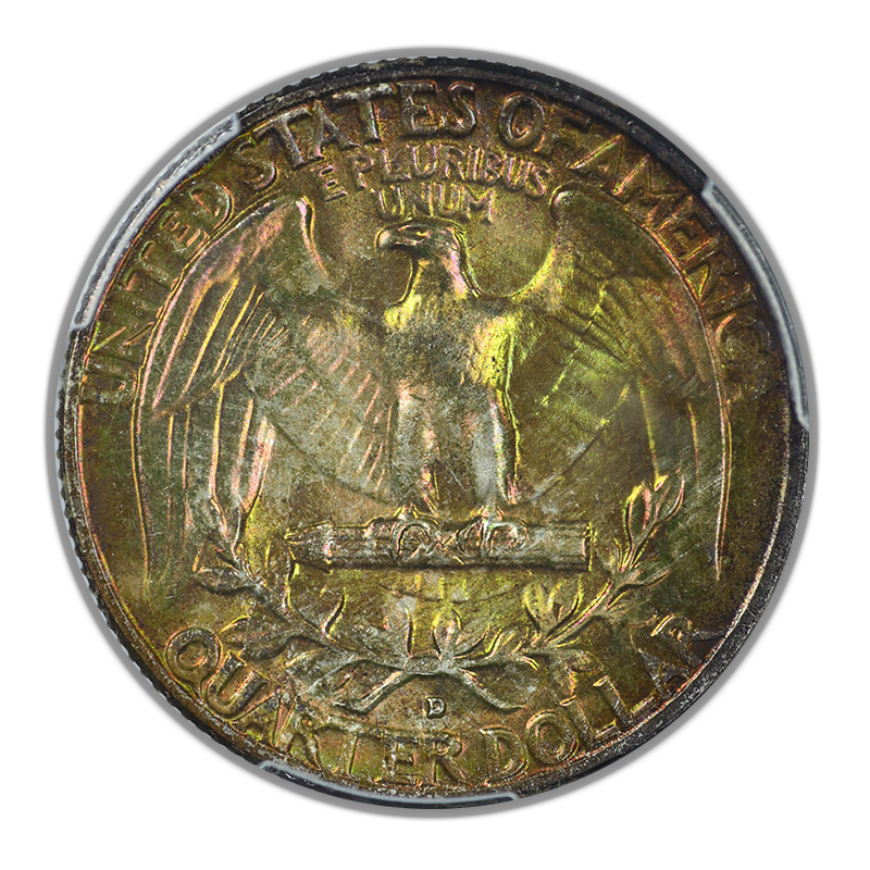 1957-D Washington Quarter 25C PCGS MS66 CAC - TONED!