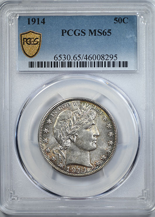 1914 Barber Half Dollar 50C PCGS MS65 Obverse Slab