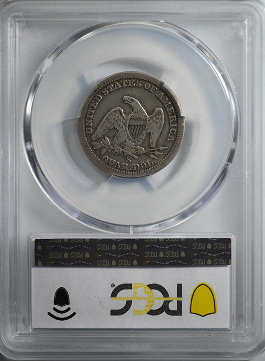 1859-S Liberty Seated Quarter 25C PCGS F12 Reverse Slab
