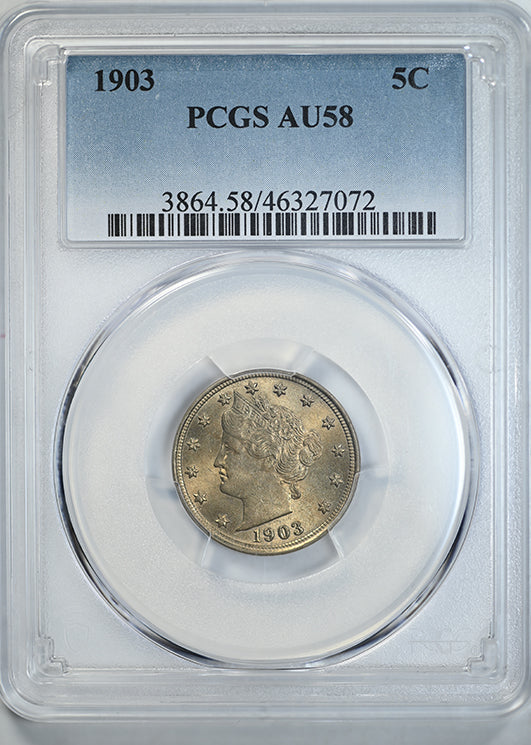 1903 Liberty V-Nickel 5C PCGS AU58 Obverse Slab