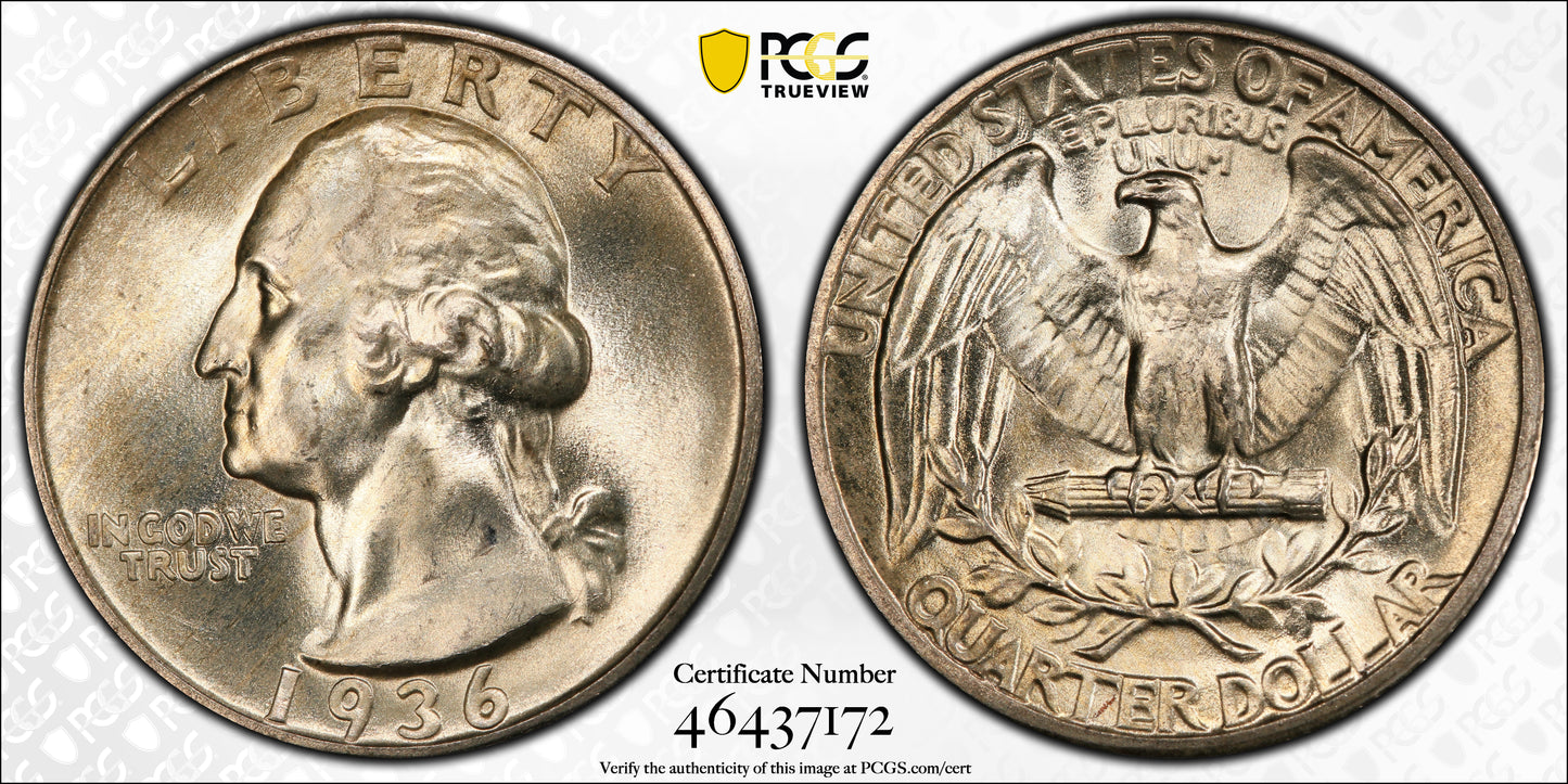1936 Washington Quarter 25C PCGS MS66+