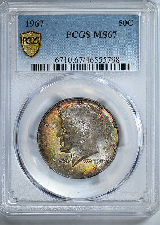 コレクション PCGS MS67 1967 Kennedy Half Dollar 50C PCGS MS67 - TONED! – Americana Rare Coin