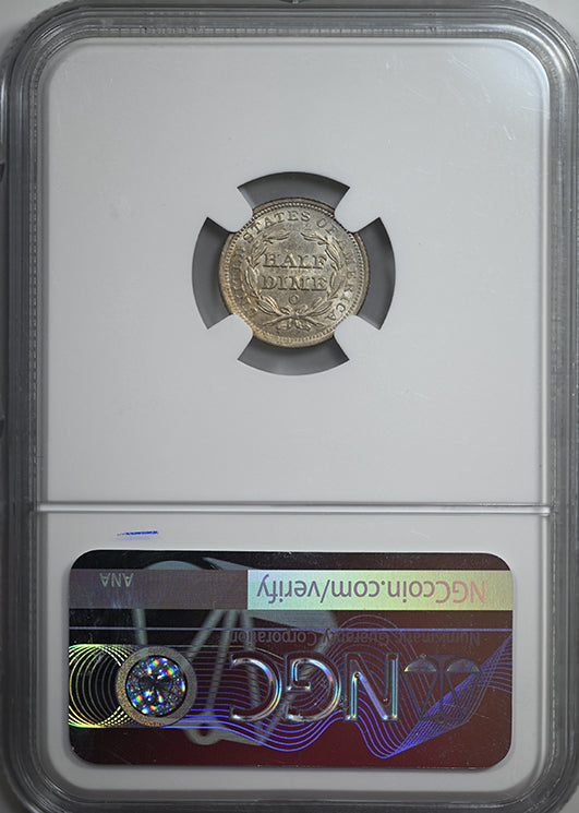 1857-O Liberty Seated Half Dime H10C NGC AU58