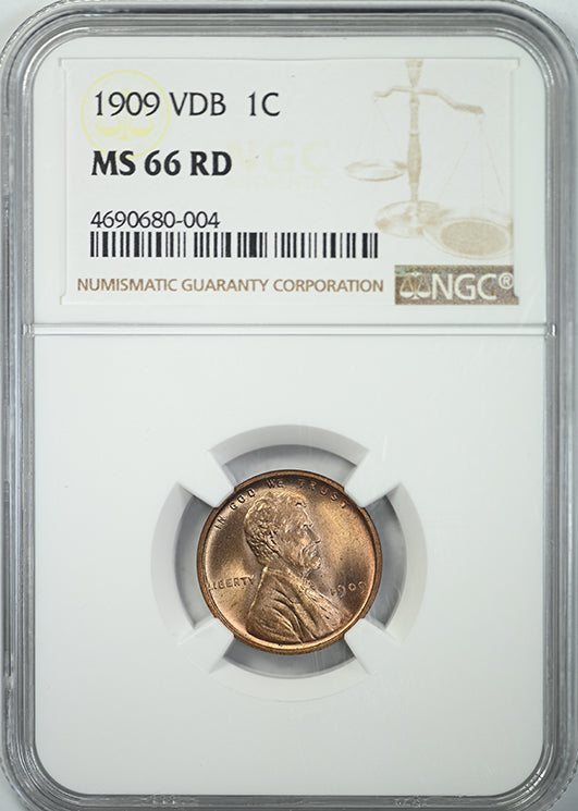 1909 VDB Lincoln Wheat Cent 1C NGC MS66RD Obverse Slab