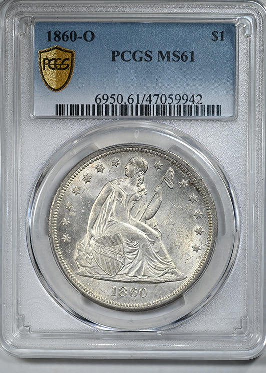 1860-O Liberty Seated Dollar $1 PCGS MS61