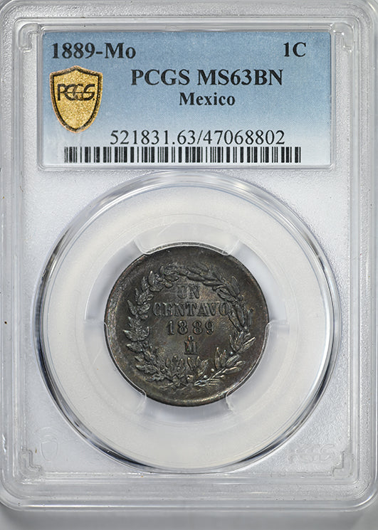 1889-Mo Mexico 1C Centavo PCGS MS63BN - TONED!