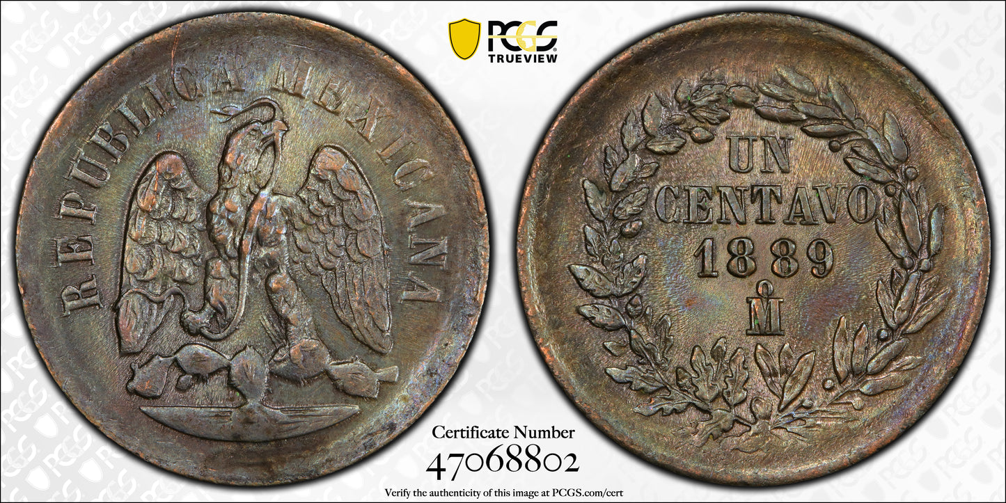 1889-Mo Mexico 1C Centavo PCGS MS63BN - TONED!