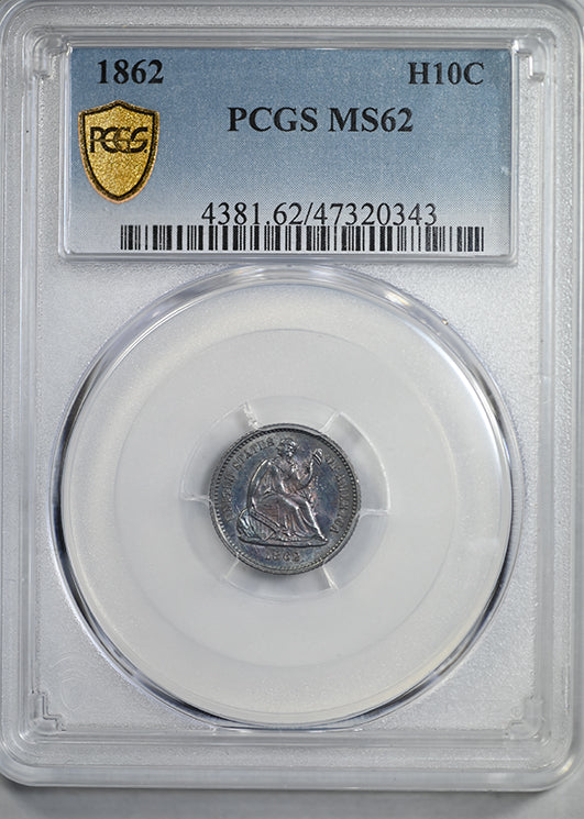 1862 Liberty Seated Half Dime H10C PCGS MS62 - TONED! – Americana