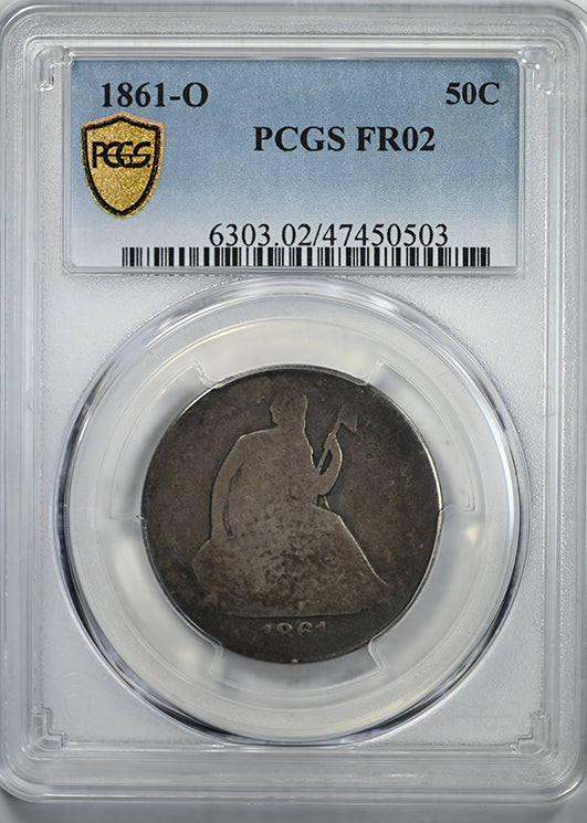 1861-O Lowball Liberty Seated Half Dollar 50C PCGS FR02 Obverse Slab