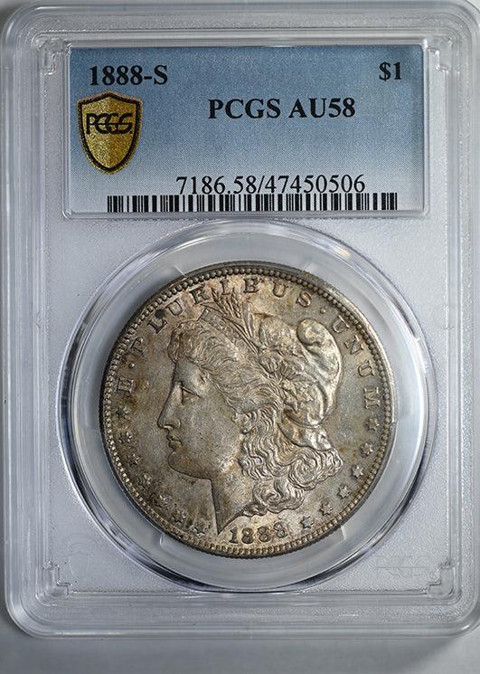 1888-S Morgan Dollar $1 PCGS AU58 Obverse Slab